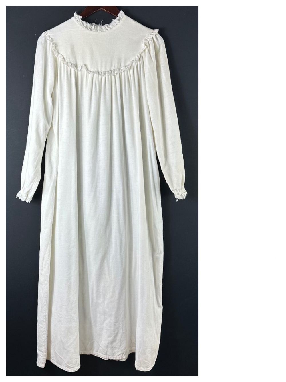 Vtg Lanz of Salzburg Long Nightgown Sz Small White Ruffle Lace Cottage Prairie - Picture 2 of 11